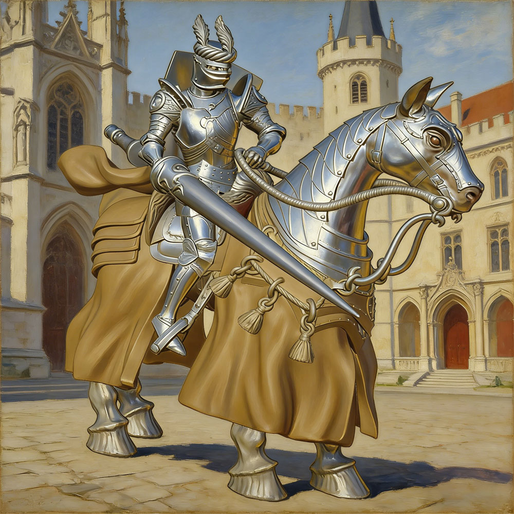 3D Printing Knight Armor - 1/24 Desk ornament，Stylish Armor Knight Warhorse